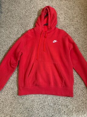 Nike Red Hoodie with Small White Swoosh